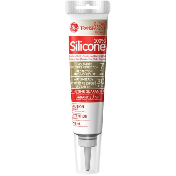 Scellant au silicone transparent Avancé GE pour cuisines et salle de bains,  82,8 ml