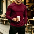 thumbnail image 2 of Fabrcox Long Sleeve Shirt for Men Crew Neck Raglan Shirt Lightweight Breathable Sun Protection Outdoor Sports Men Workout Shirts Red S, 2 of 7