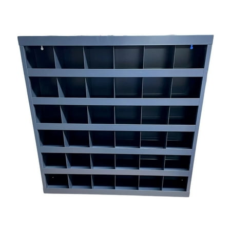 M&M Fasteners Cold Rolled Steel Powder Coated 36 Compartment Pigeon Hole Bin Bolt Bin 23-3/4 L x 4-3/4 W x 23-3/4 H Grey