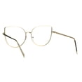 thumbnail image 4 of Womens Metal Rim Flat Panel Oversize Cateye Clear Lens Eye Glasses Gold, 4 of 4