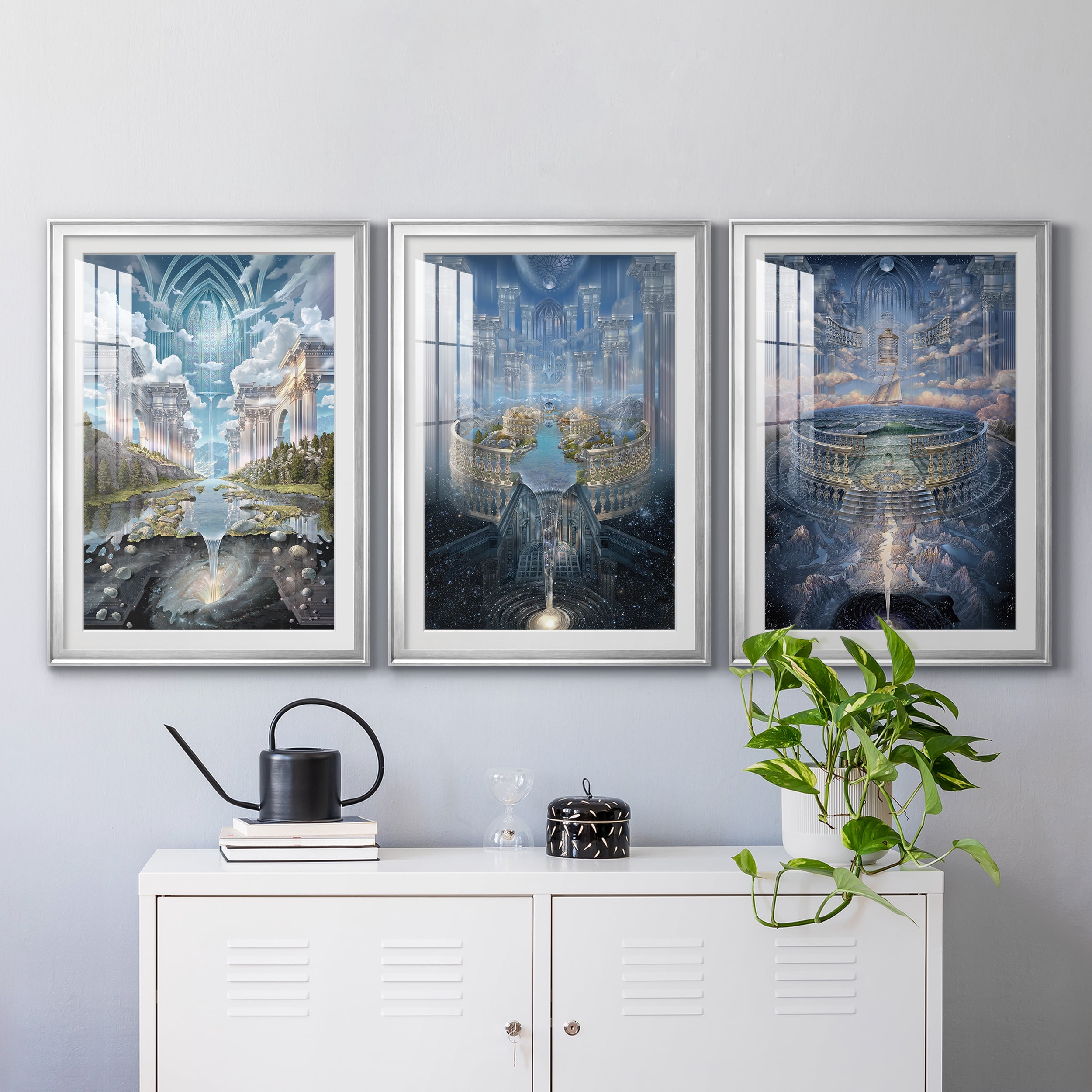 Genesis II Premium Framed Prints Set of 3 - Ready to Hang - 30.5 x 42.5 Each - Silver Frame