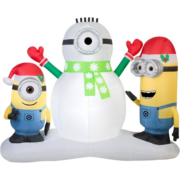 7' Airblown Inflatable Minions Building A Snowman Scene Universal