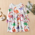 thumbnail image 2 of Mercatoo Toddler Girl Long Sleeve Dress Cotton Casual Cute Dinosaur Cartoon Print A Line Flared Shirt Dresses Kids Skater Clothes, 2 of 9