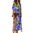 thumbnail image 2 of Women'S Summer Maxi Dress Short Sleeve V Neck Casual Loose Long Beach Split Dresses Blue M, 2 of 7