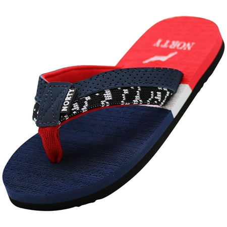 

NORTY Boys Flip Flops Male Child Sandals Navy Red - Runs 1 Size Small