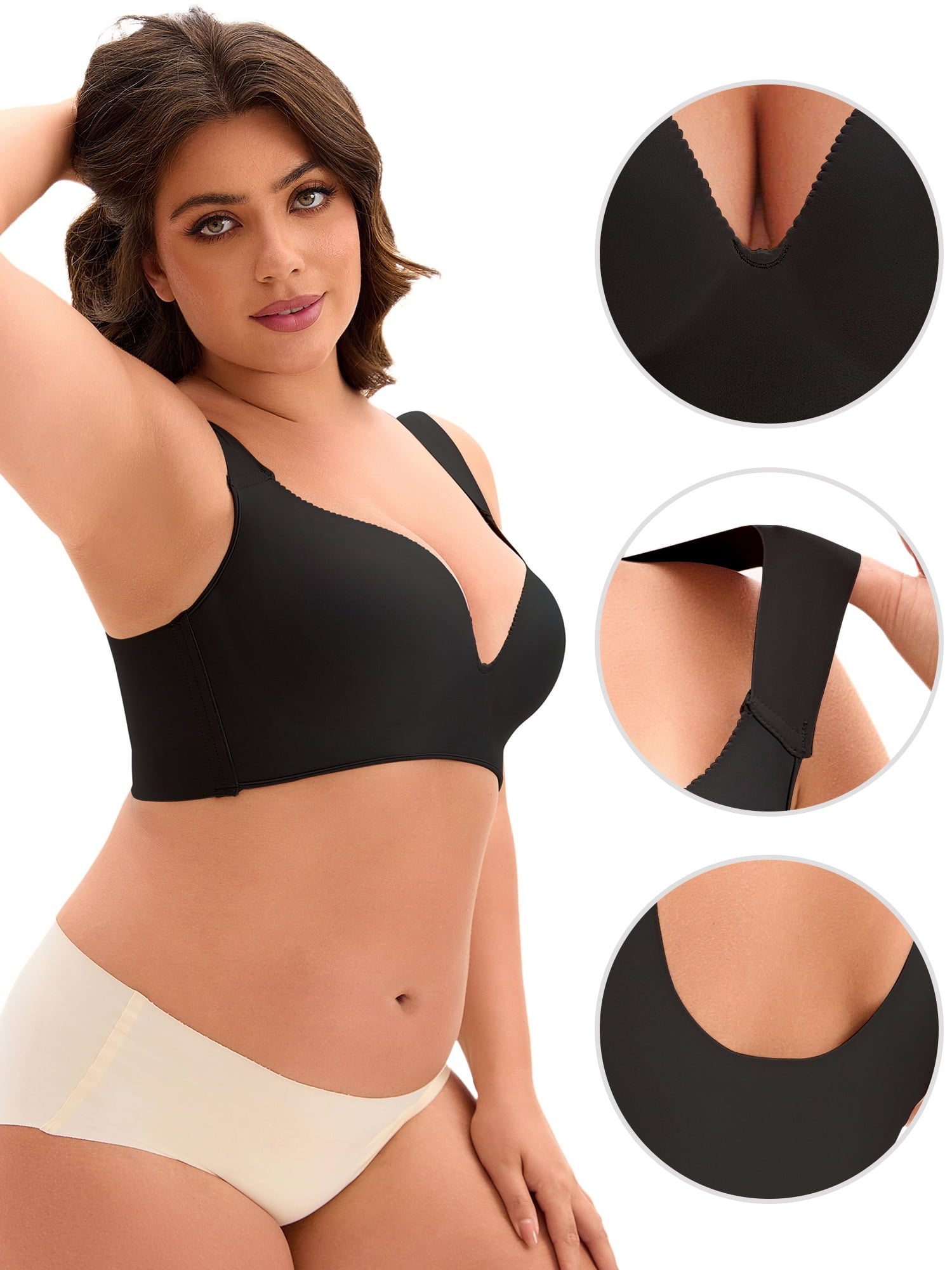 Unique Bargains Full Coverage Push Up Support Bra E 40 Black