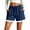 Navy, variant on Women Cotton Shorts High Waisted Lace Hem Drawstring Casual Summer Beach Shorts with Pockets White M