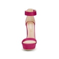 thumbnail image 6 of BLISSFUL STEP Women's Shoes Faux Suede Ankle Strap Open Toe High Chunky Heel Platform Sandals Hot Pink 7, 6 of 7