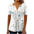 thumbnail image 2 of Xuyuer Women's Printed Pullover Short Sleeved Top With V-neck Button Pleats, 2 of 5