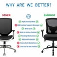 thumbnail image 5 of Bigroof Ergonomic Mid-Back Office Chair, Adjustable Computer Desk Chair with Lumbar Support, 400lb, Black, 5 of 7