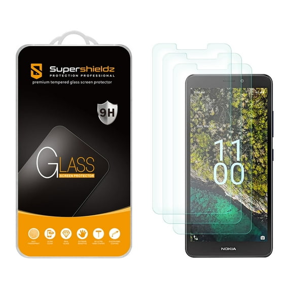 (3 Pack) Supershieldz Designed for Nokia C100 Tempered Glass Screen Protector, Anti Scratch, Bubble Free