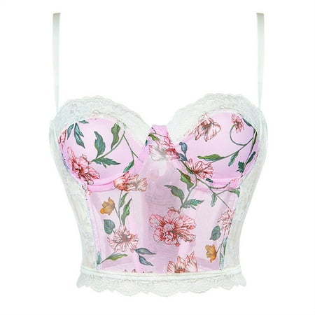 

Moxiu Clearance Renaissance Corset Top for Women Push up Victorian Bustier Lace up Vest Tops Floral Patterned Gothic Boned Waist Training Bodice Bustiers