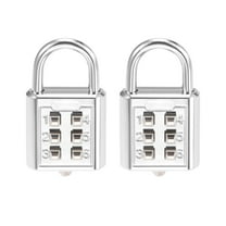 Unique Bargains 6-Digit Combination Padlock Push Button Locks for Locker Silver Tone 2Pcs