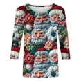 thumbnail image 5 of BiZtdJrK Black and Friday Sales Womens 3/4 Sleeve Shirts Christmas Cute Graphic Tees Trendy 3D Print Pullover Blouses Casual Round Neck Tops Fall Clothes Multicolor M, 5 of 6