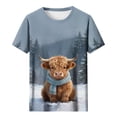 thumbnail image 5 of KICILVS Christmas Blouses for Women Cow Graphic Short Sleeve Round Neck Top Cute Holiday Tee for Festive Events, 5 of 6