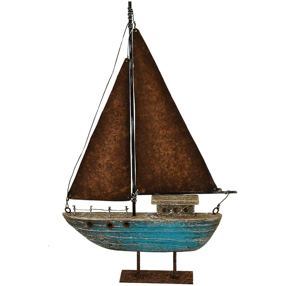 Wood Sailboat Decor Nautical Decoration, 13.43" H Sail Boat Decor