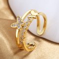 thumbnail image 4 of Anillo de mariposa de circón para mujer, anillo abierto de doble capa de Metal de Color dorado, joyería de aniversario para novia de boda JAMW Sencillez, 4 of 5