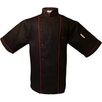 UScarmen Uniform(X-Large) Chef Coat Unisex Short Sleeve Catering Jackets 019 (Black X-Large)