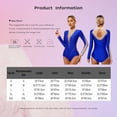thumbnail image 6 of Kaerm Women Gymnastics Leotard Rhinestones Long Sleeve Ballet Dance Leotard Figure Skating Bodysuit Blue XL, 6 of 7