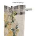 thumbnail image 5 of Romantic Floral Linen Curtain Valance for Bedroom/Bathroom/Kitchen/Office/Living/Dining Room Window,Vintage Botanical Plant Check Rod Pocket Topper Decorative Cafe Drapes Panel 60"x18", 5 of 6
