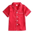 thumbnail image 3 of eczipvz Girls Pajamas Satin Pajama Set Silk Pjs Short Sleeve Sleepwear Red 13-14 Years, 3 of 3