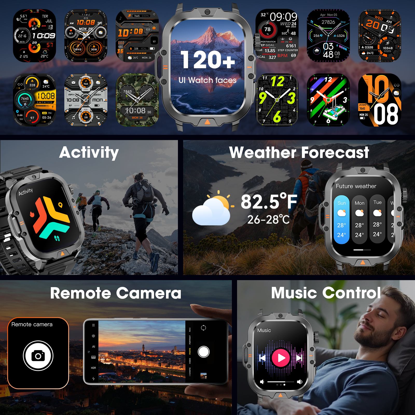 Mingwear Men's Smartwatch with Fitness Tracker, Black photo 3
