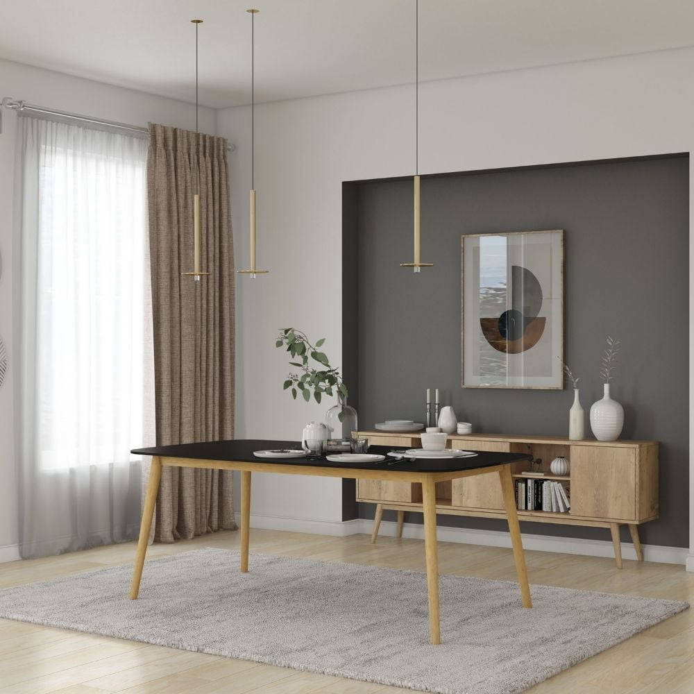 Midtown Concept Ghiardo 7-Piece Indoor Rectangular Dining Table Set | Eucalyptus Wood | Ideal for Indoors, Black