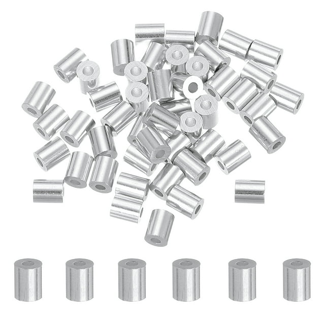 50Pcs 1/16" Aluminum Crimping Loop Sleeve for Wire Rope and Cable, Round