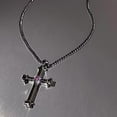 thumbnail image 5 of Fashion Women Shiny Heart Zircon Cross Pendant Necklace Classic Simple Unisex Clavicle Chain Punk Hip Hop Party Jewelry, 5 of 6