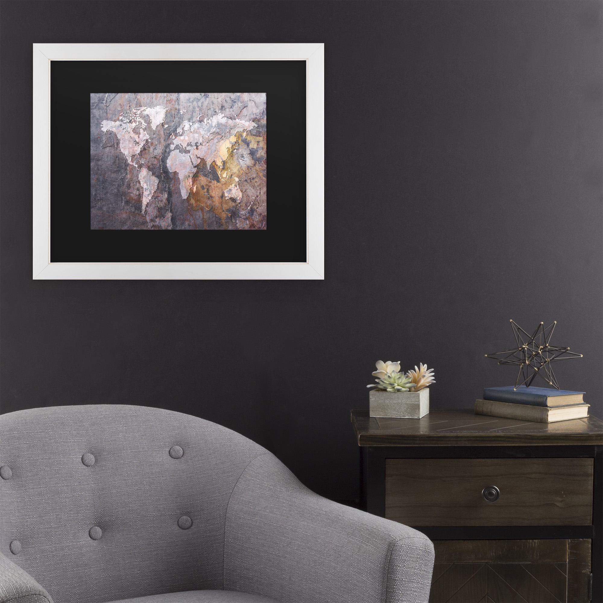 Trademark Fine Art 'World Map - Rock' Canvas Art by Michael Tompsett