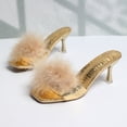 thumbnail image 3 of SACFOF Black Furry Heels, Sexy Kitten Heeled Fluffy Slippers, Fur Heels for Lingerie Indoor Valentine's Day, 3 of 6