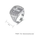 thumbnail image 2 of PAURO Cross Rings for Men Black Silver Gold Plated Cool Simple Square Cubic Zirconia Personalized Statement Dainty Jewelry Silver Size 13, 2 of 6