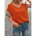 thumbnail image 4 of Camiseta holgada de empalme a rayas para mujer, blusa de verano de manga corta con cuello en V Abanopi Blusa de mujer, 4 of 7