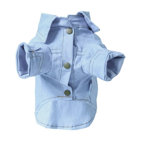 Michellecmm Dog Denim Shirt Solid Color Puppy Shirts with D-Ring Trendy Pet Clothes for Small Dogs Cats