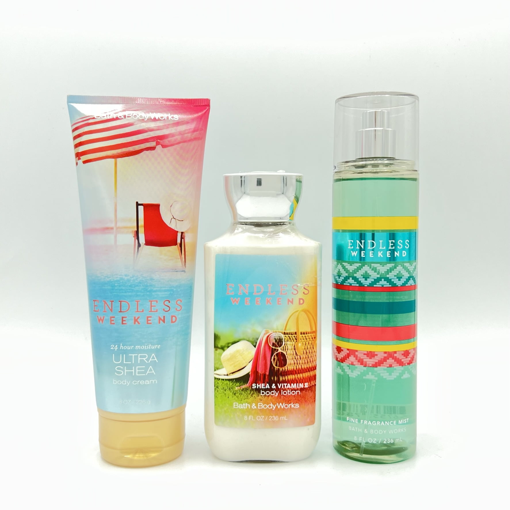 Bath & Body Works Endless Weekend 8oz Body Cream, 8oz Body Lotion and