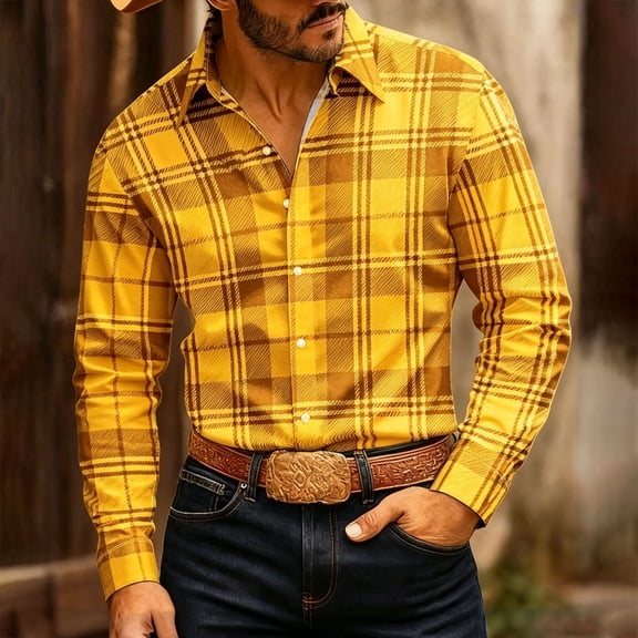 Qiyinn Mens Flannel Shirts Long Sleeve Plaid Button Down Shirts Casual Cotton Shirts
