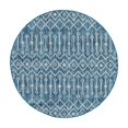 thumbnail image 3 of Unique Loom Outdoor Trellis Collection Area Rug - Tribal Trellis (4' 1" Round Teal/Ivory), 3 of 7