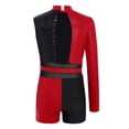 thumbnail image 5 of TiaoBug Gymnastics Leotard for Girls Cheerleading Outfit Sequin Color Block Short Jumpsuit Tumbling Biketard Red 14, 5 of 7