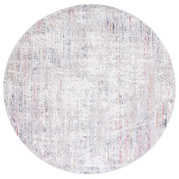 SAFAVIEH Valencia Bertha Distressed Area Rug, Grey/Blue, 6'10" x 6'10" Round