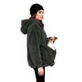 thumbnail image 5 of Women Pet Carrier Hoodie Cat Dog Pouch Holder Sweatshirt Shirt Top Larger Pocket Fleece Warm Long Sleeve Hooded Pullover Dark Gray L, 5 of 6
