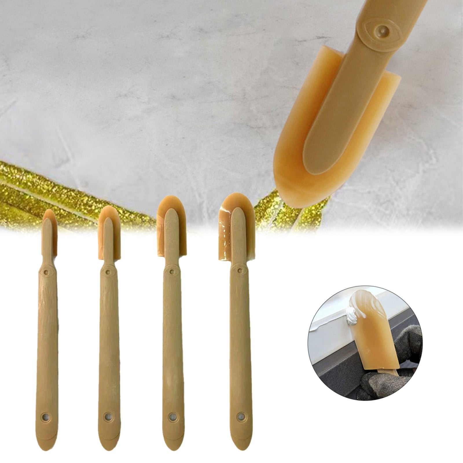 Foldable And Dustpan Set Caulk Caulking Silicone Sealant Finishing Tool Spreader Spatulas Applicator Rubber Tools 4 Size Set