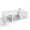 thumbnail image 6 of Bellemave Twin Montessori Bed Frame, Wood Twin Size Floor Bed with High Fence Rails, Twin Beds Frame for Bedroom Playroom (White), 6 of 8