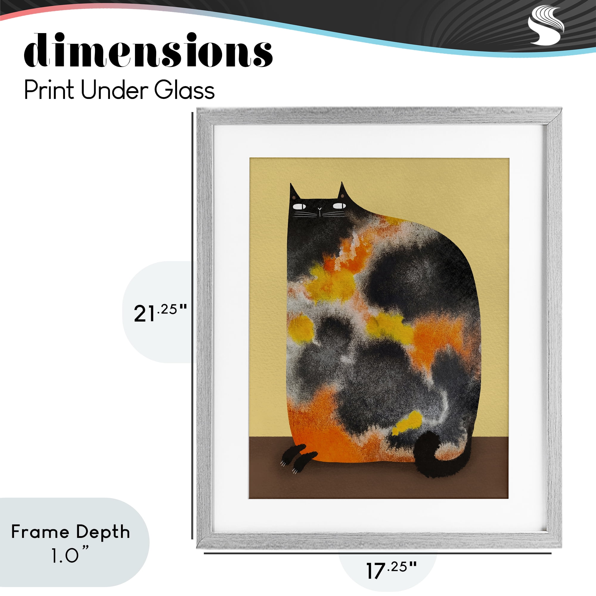 Stupell Industries Diluted Calico Cat Gray Framed Print Under Glass, design by Gabriela Avila
