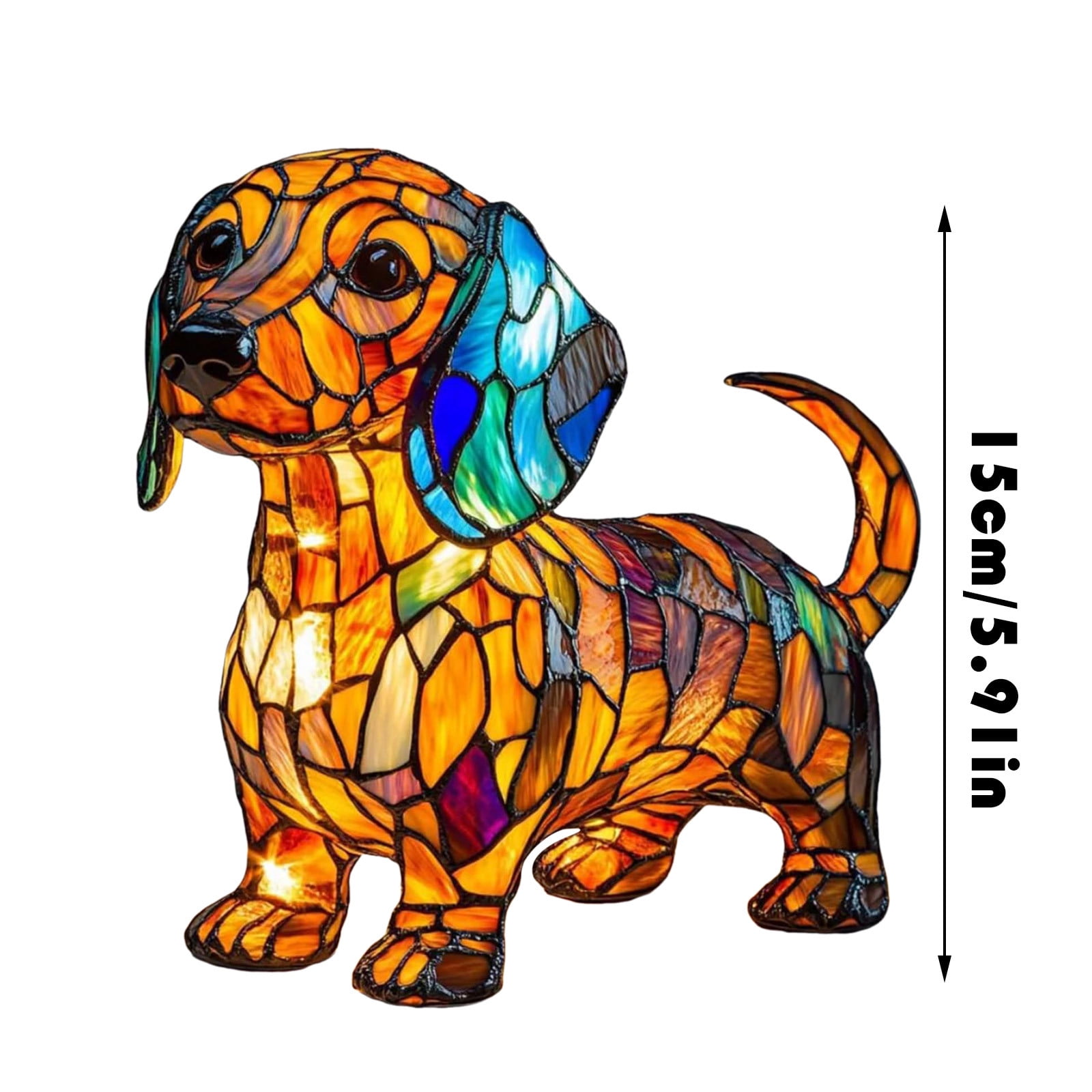 Dog Series Pug Lamp Stained Glass LED Night Light with Soft Warm Glow