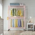 thumbnail image 6 of VIPEK R2 Plus Rolling Garment Rack Heavy Duty Clothes Rack Metal Freestanding Wardrobe Closet, Pink, 6 of 7