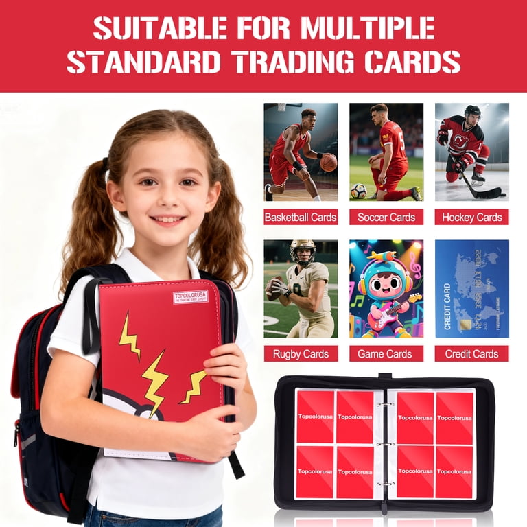 Card Binder 4 Pocket, Trading Card Holder Fits 400 Cards With 50 Removable Sleeves, Portable Collection Card Ablum, Game Card Case book With Zipper for Sports & Game Cards,RED - Walmart.com Card Binder 4 Pocket, Trading Card Holder Fits 400 Cards With 50 Removable Sleeves, Portable Collection Card Ablum, Game Card Case book With Zipper for Sports & Game Cards,RED - Walmart.com