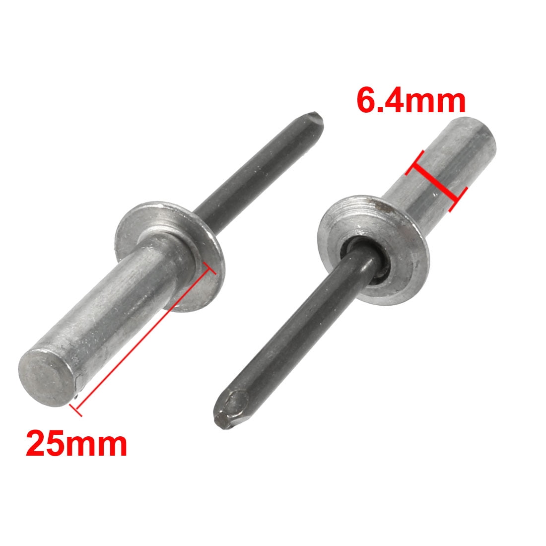 10 Rivets Aveugles Aluminium à Grande Collerette - 6.4x16mm - Uxcell