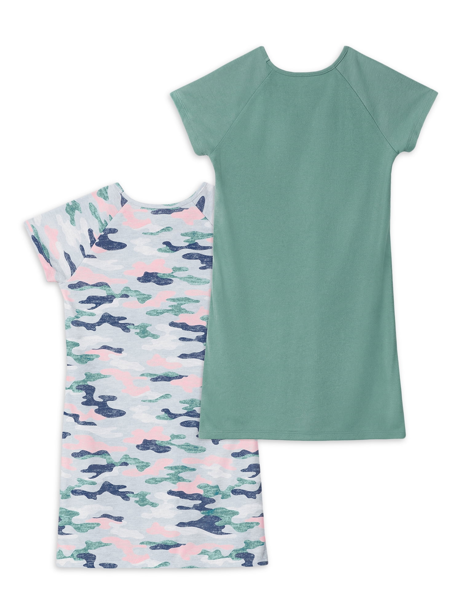 Wonder Nation Girls Short Sleeve Nightgown, 2-Pack, Size 4-18 & Plus