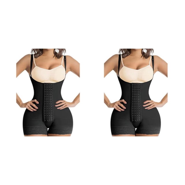 Sonducket Entrenador de cintura posparto para mujer, correa de modelado de vientre ajustable de nailon para niñas, corsé adelgazante, ropa Negro METRO 2Conjunto