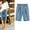 Blue, variant on Jacenvly Clearance Summer Stretch Legging for Ladies Biker Shorts Misses Summer Printed Five Points Large Size Cotton Linen Pants Casual Pants Quick-Drying Shorts
